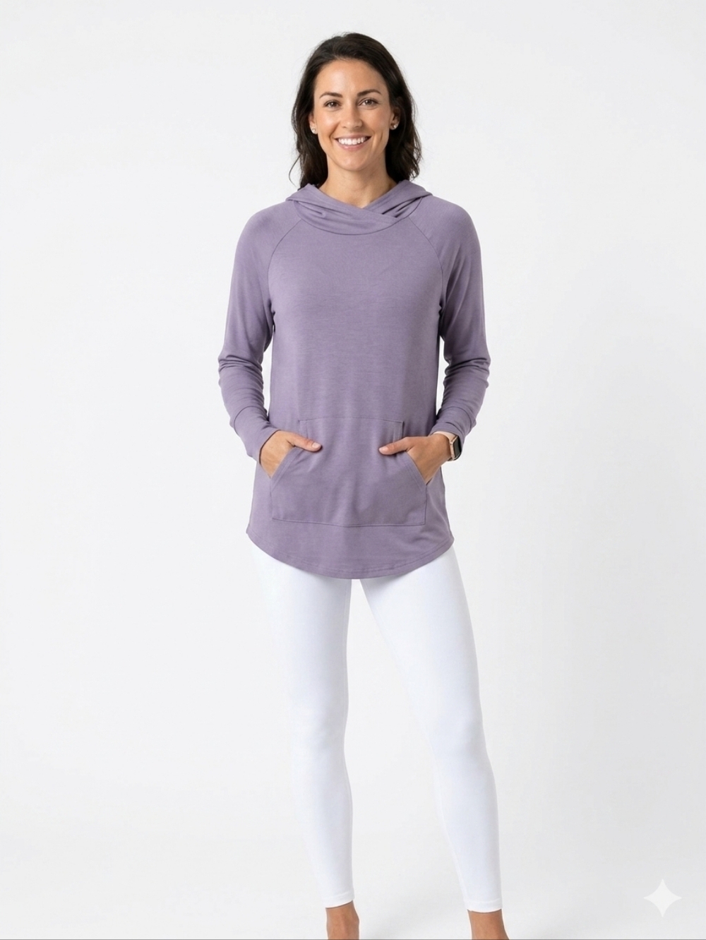 Women's Purple Hooded Pullover with Kangaroo Pocket